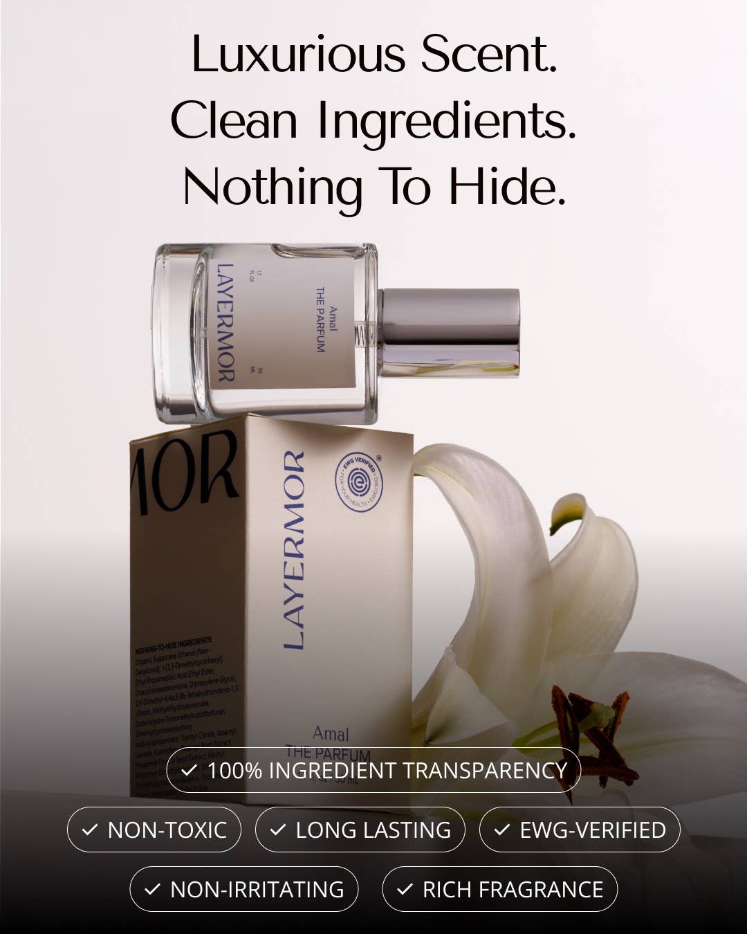 Layemor Amal Eau de Parfum — EWG Verified - Non-Toxic - Long-Wear