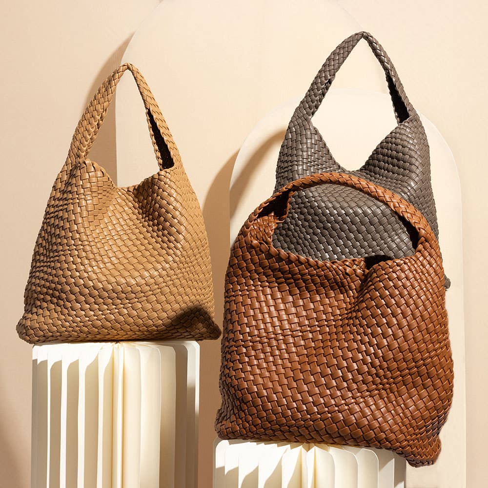 Melie Bianco Johanna Espresso Recycles Vegan Leather Shoulder Bag