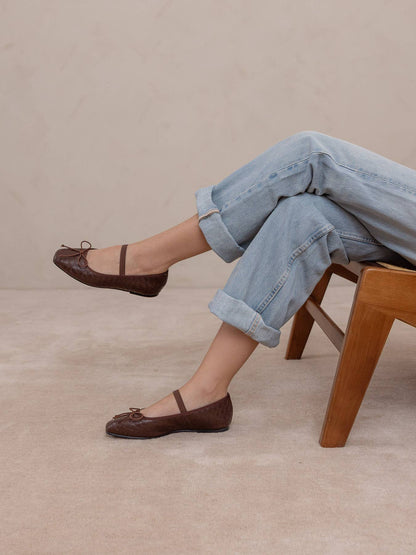 Oasis Society The Logan | Coffee Woven Ballet Fall Flat