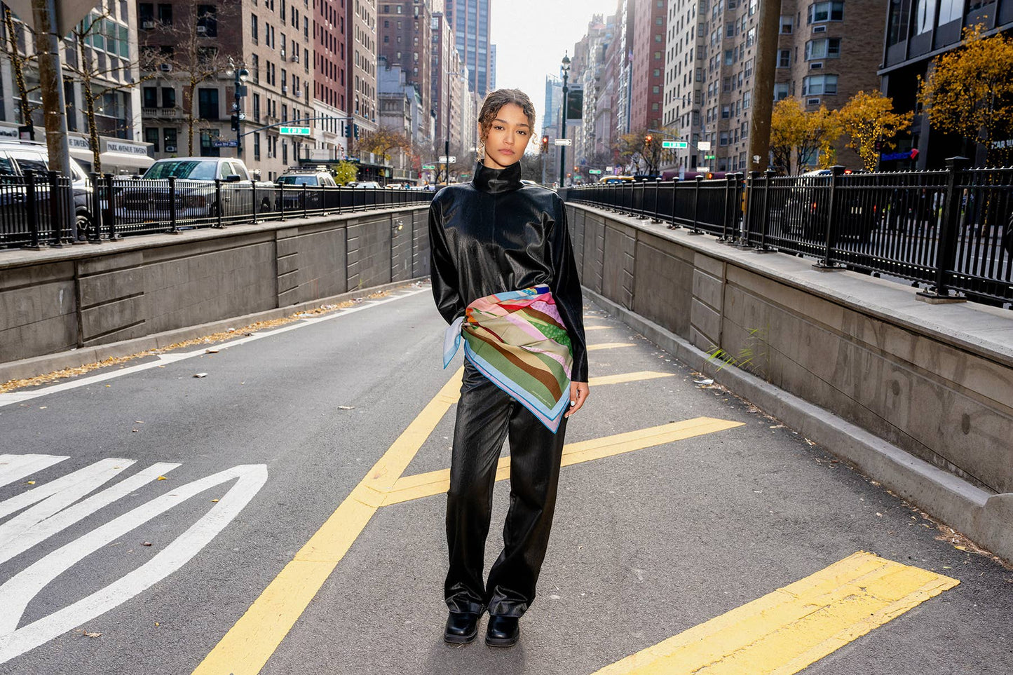 Jessie Zhao Double Sided Wool Silk Scarf in Ocean Breeze