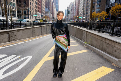 Jessie Zhao Double Sided Wool Silk Scarf in Ocean Breeze