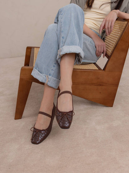 Oasis Society The Logan | Coffee Woven Ballet Fall Flat