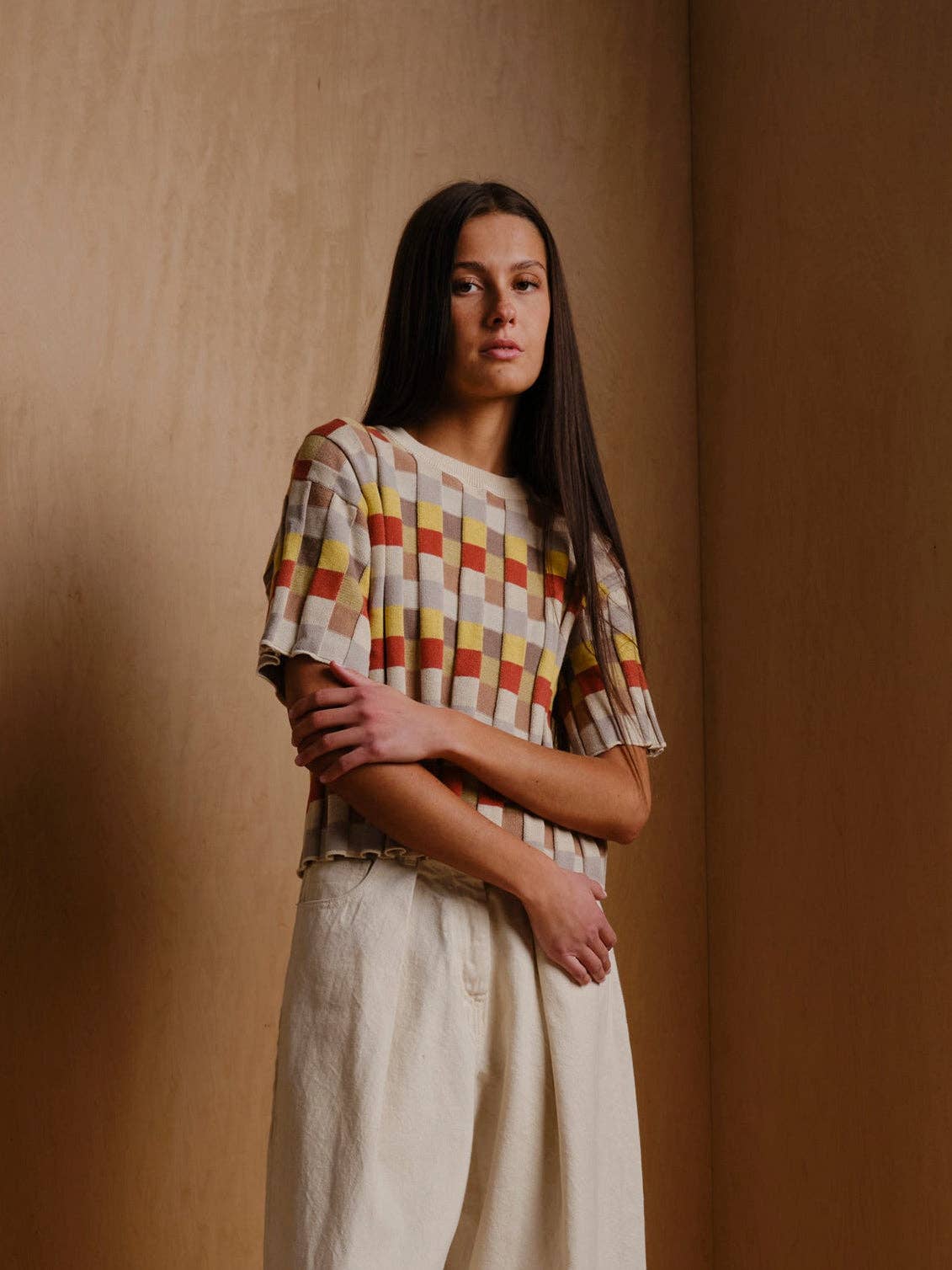 The Endery Anni Grid Plaited Tee - Elemental