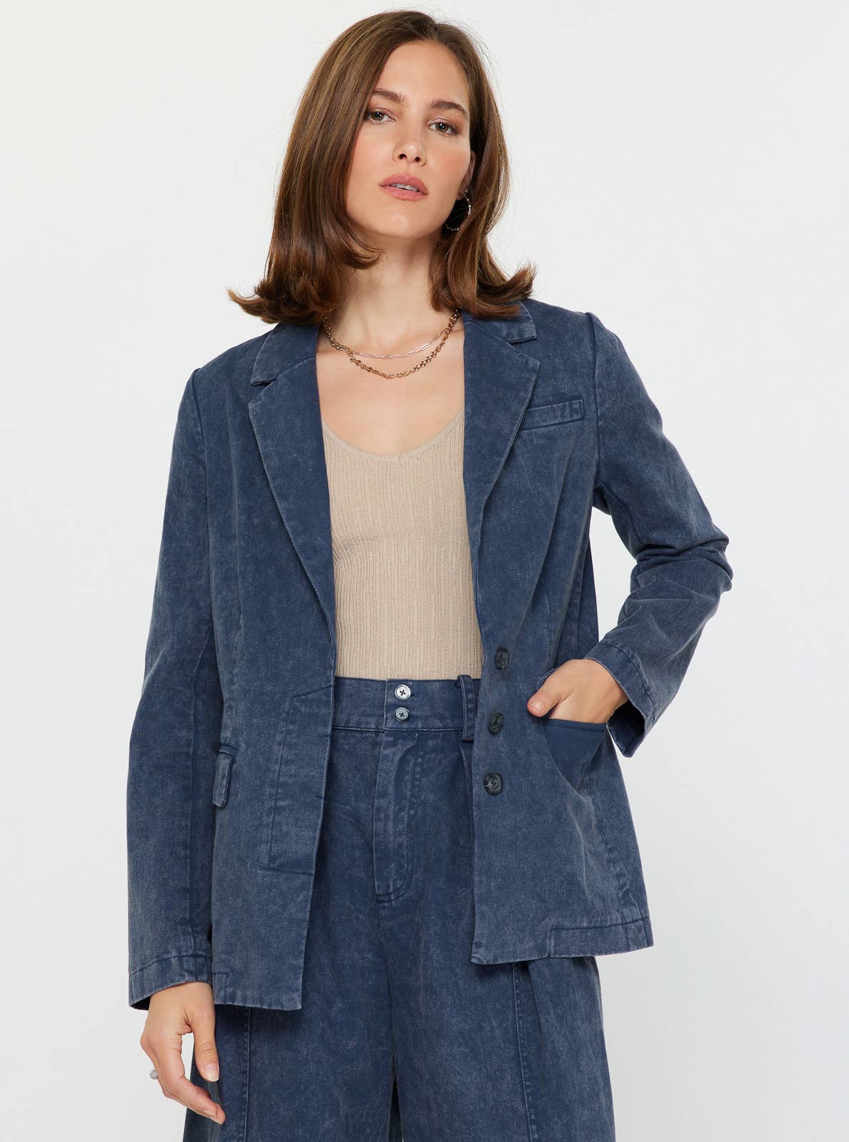 Current Air Vintage Indigo Cotton Blazer Jacket