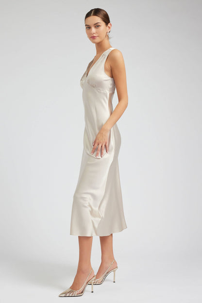 Current Air 100% Silk Sweetheart Midi Dress