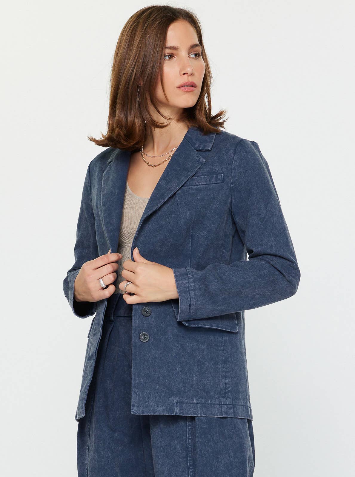 Current Air Vintage Indigo Cotton Blazer Jacket