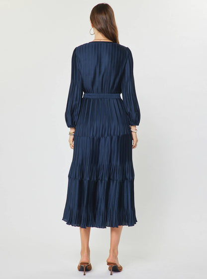 Current Air Pleated Long Sleeve Maxi Dress
