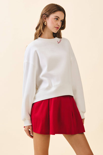 Relaxed Fit Dropped Shoulders Crewneck Sweatshirt