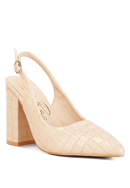 London Rag Macha Croctexture Sling Back Heels