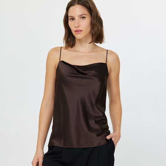 Current Air 100% Silk Cowl Neck Cami Top