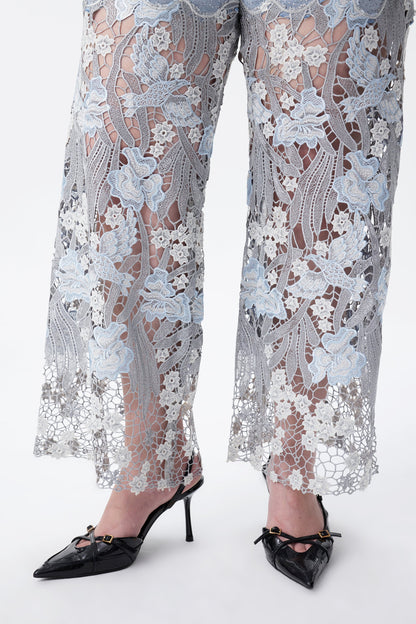 Bayeas Plus Crystal Embellished Lesley Blue Lace Jeans