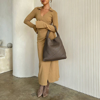 Melie Bianco Johanna Espresso Recycles Vegan Leather Shoulder Bag