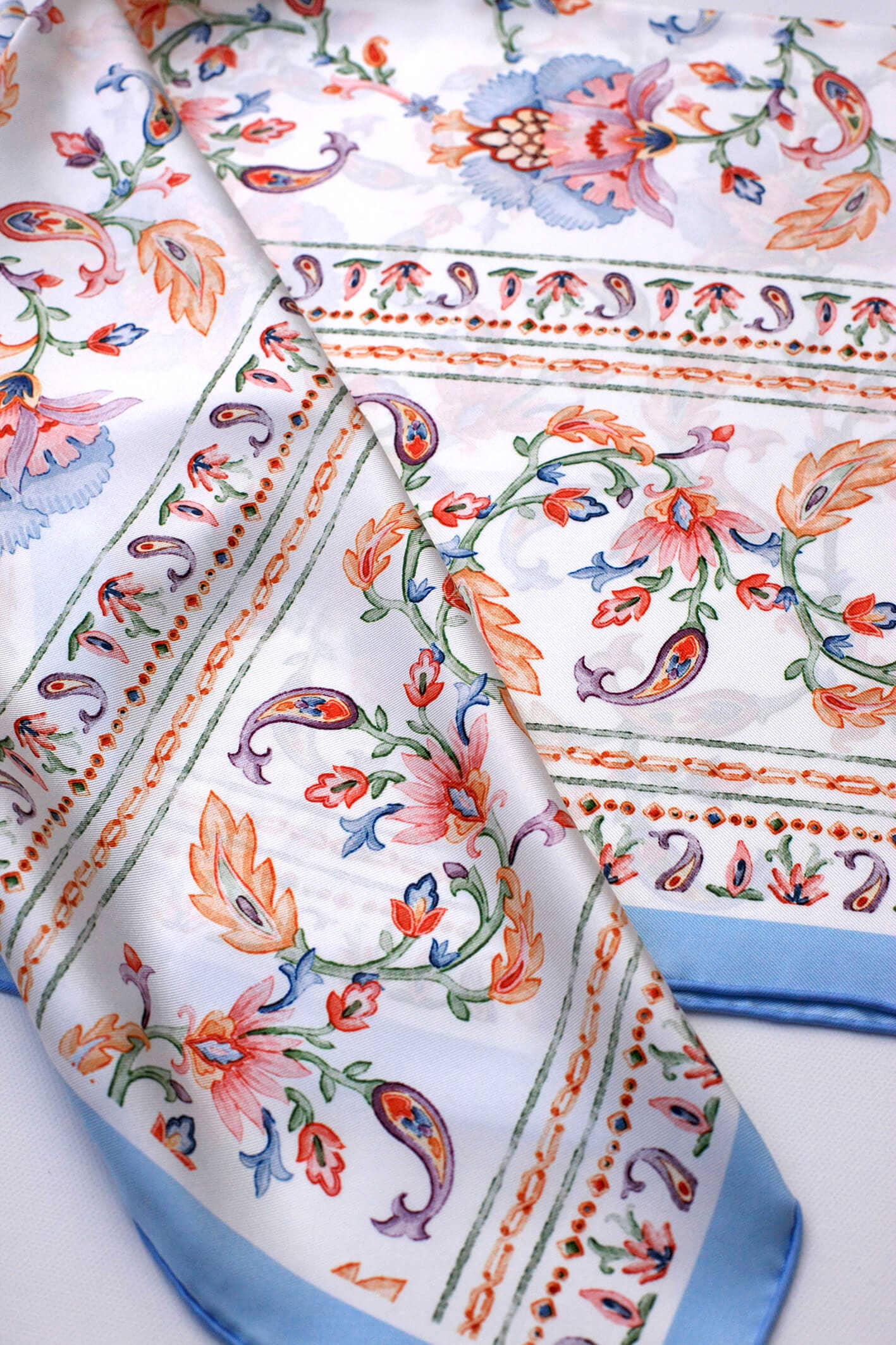Jessie Zhao Baroque Blossom Double Sided Silk Scarf