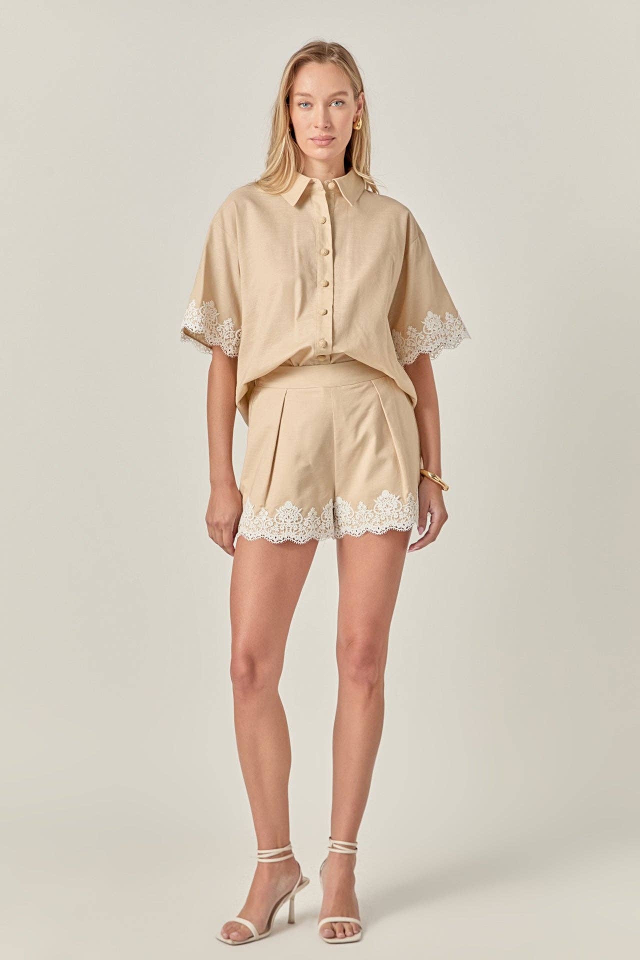 English Factory Midnight Lace Linen Shirt