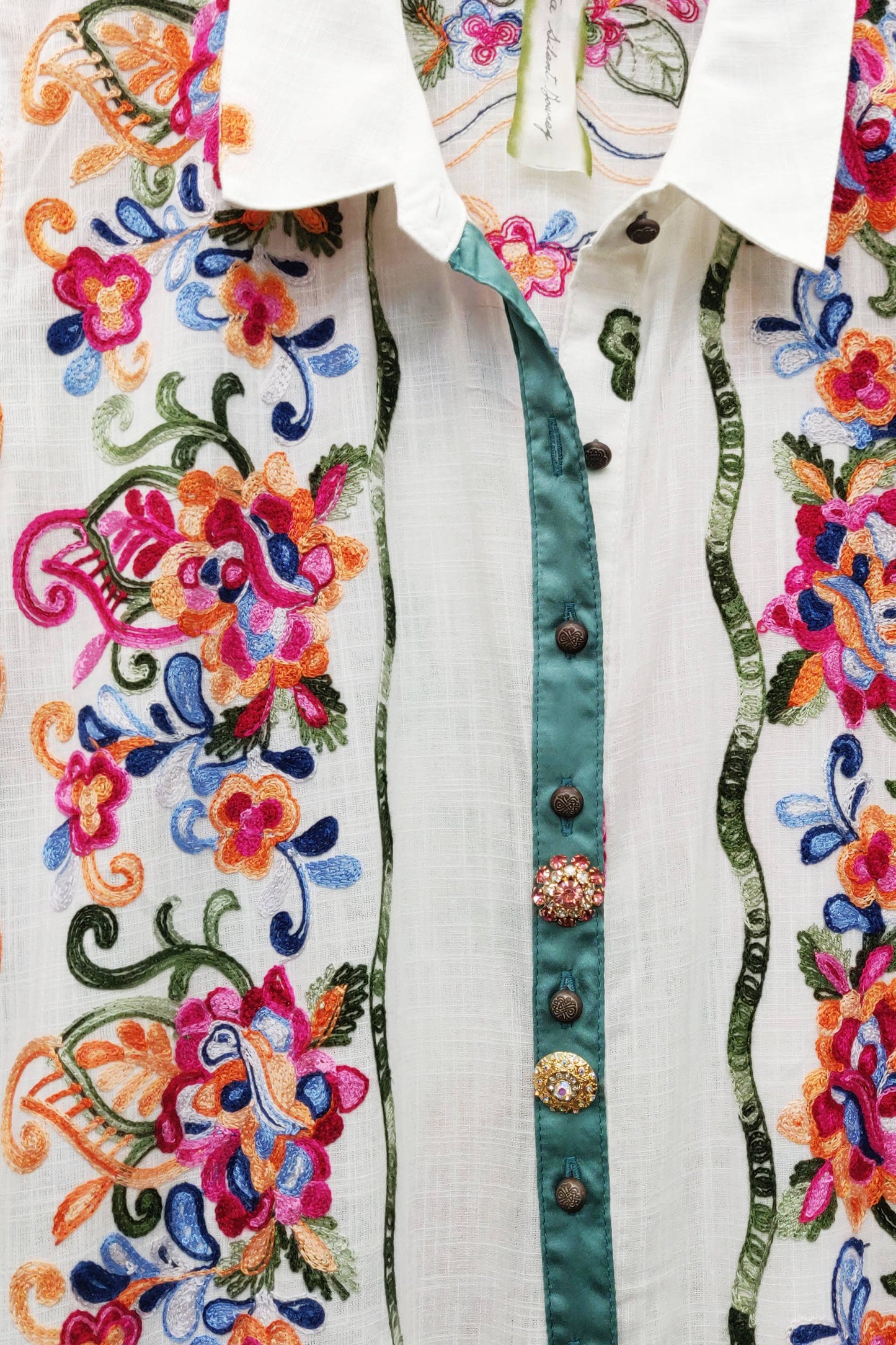 Aratta Beauty Mark Maxi Duster- White | Floral Coat Dress