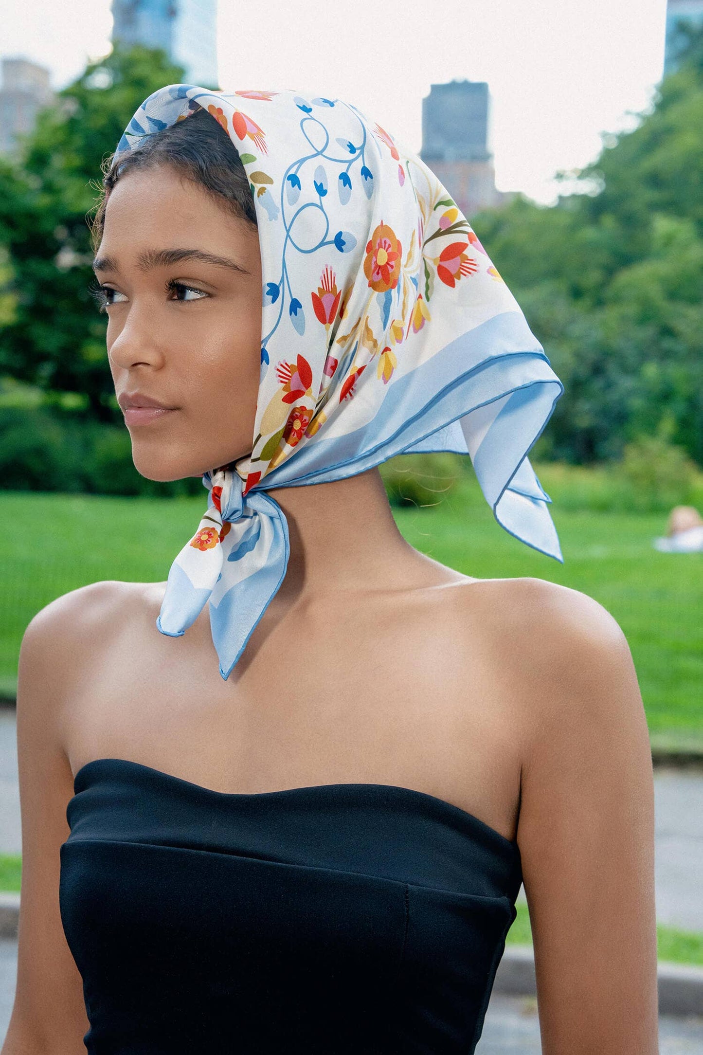 Jessie Zhao Porcelain Jardin Double Sided Silk Scarf