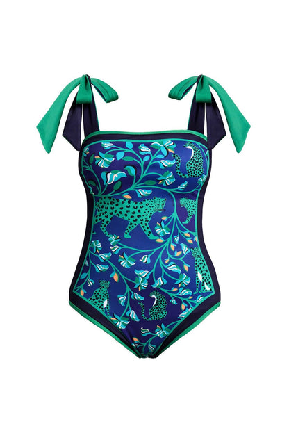 Jessie Zhao Green Wonderland Reversible One-Piece Swimsuit