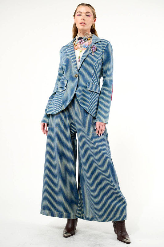 Aratta Alaia Stripe Denim Blazer and Pants Set