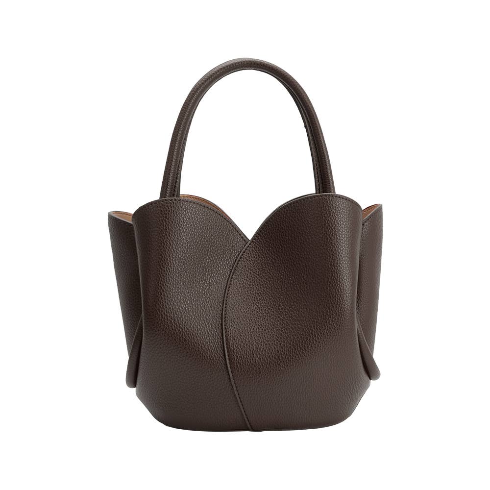 Melie Bianco Tulip Chocolate Recycled Vegan Leather Top Handle Bag