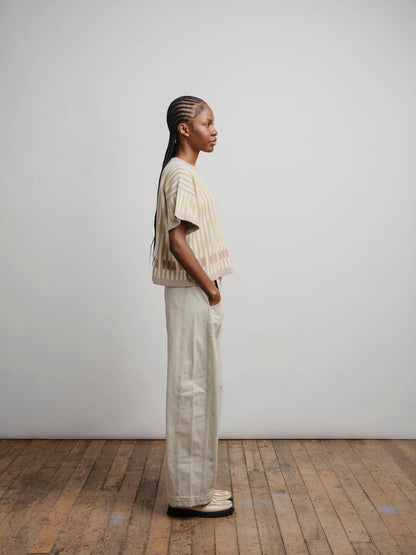 The Endery Bauhaus Short Sleeve Sweater Tee in the Cumulus Palette