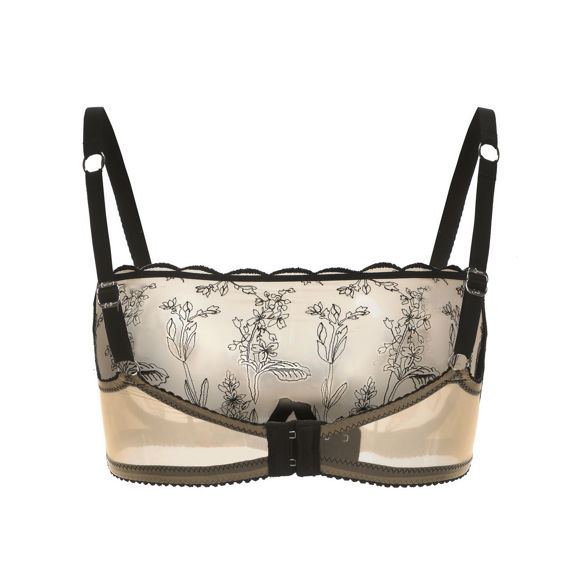 Amour D'Agnette Kim High Neck Floral Embroidered Underwire Bra on Jelly Fabric