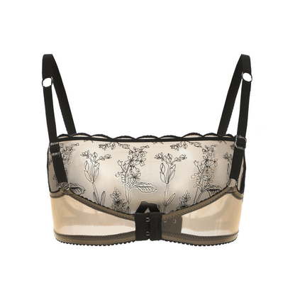 Amour D'Agnette Kim High Neck Floral Embroidered Underwire Bra on Jelly Fabric