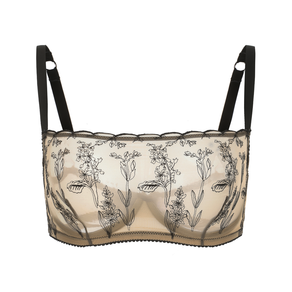 Amour D'Agnette Kim High Neck Floral Embroidered Underwire Bra on Jelly Fabric