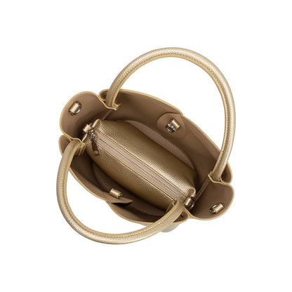 Melie Bianco Tulip Gold Recycled Vegan Leather Top Handle Bag