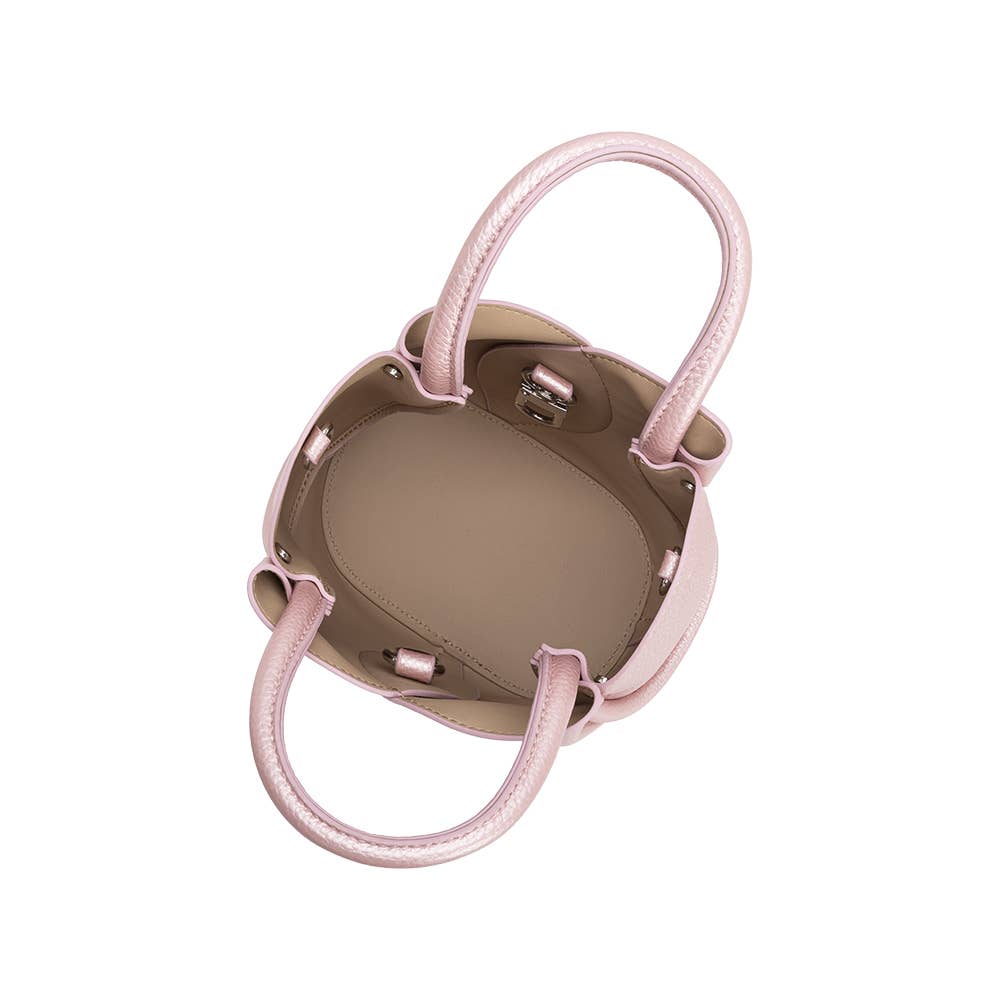 Melie Bianco Tulip Mini Metallic Pink Recycled Vegan Leather Top Handle Bag