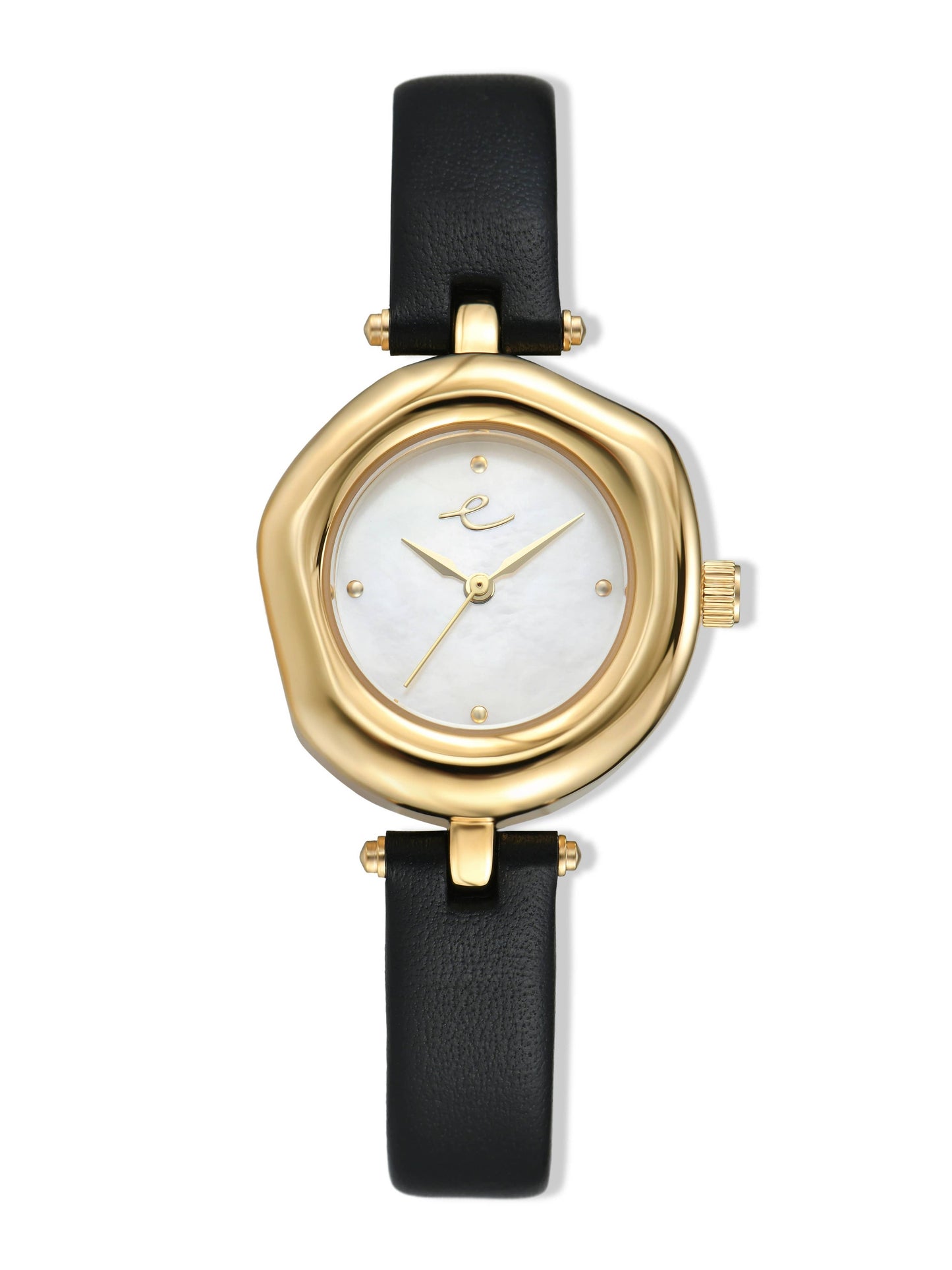 Ettika Open Circle Leather Watch in Black