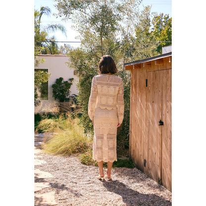 FLORAL CROCHET MIDI SKIRT WITH SIDE SLIT