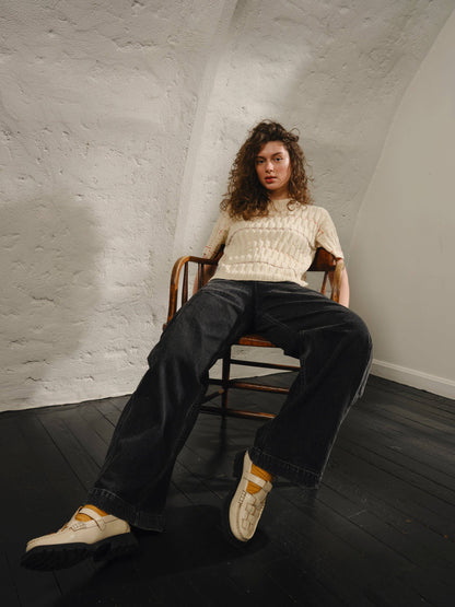The Endery Wiggle Stripe Knit Grid Tee in the Daybreak Palette