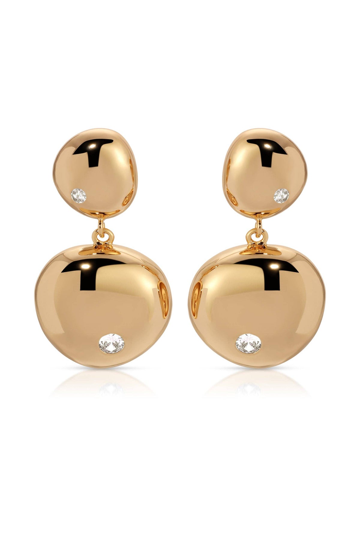 Ettika Polished Double Pebble Drop Earrings