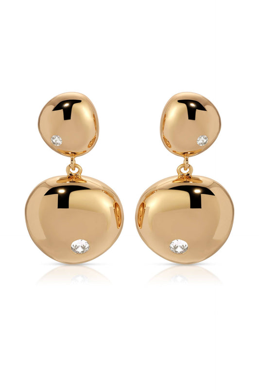 Ettika Polished Double Pebble Drop Earrings