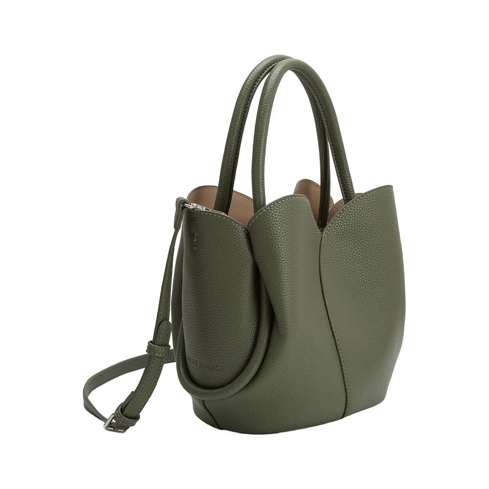 Melie Bianco Tulip Moss Recycled Vegan Leather Top Handle Bag