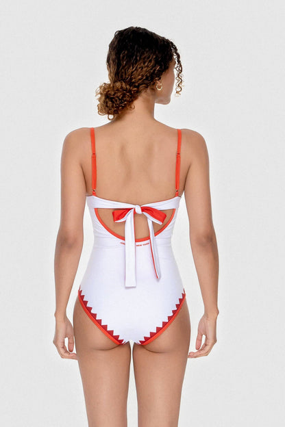 Jessie Zhao Red Coral Reversible V-Neck One-Piece Swimsuit