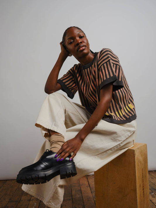 The Endery Bauhaus Short Sleeve Sweater Tee in the Oxide Palette