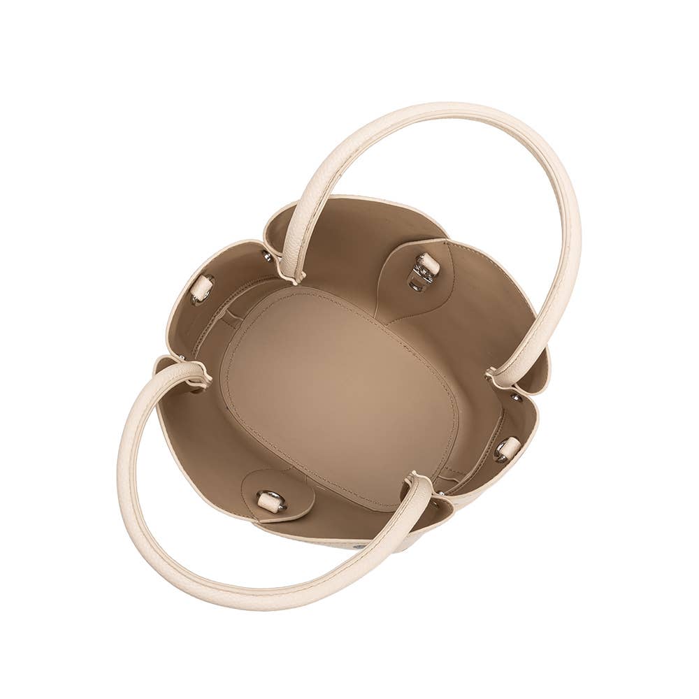 Melie Bianco Tulip Cream Recycled Vegan Polka Dot Top Handle Bag