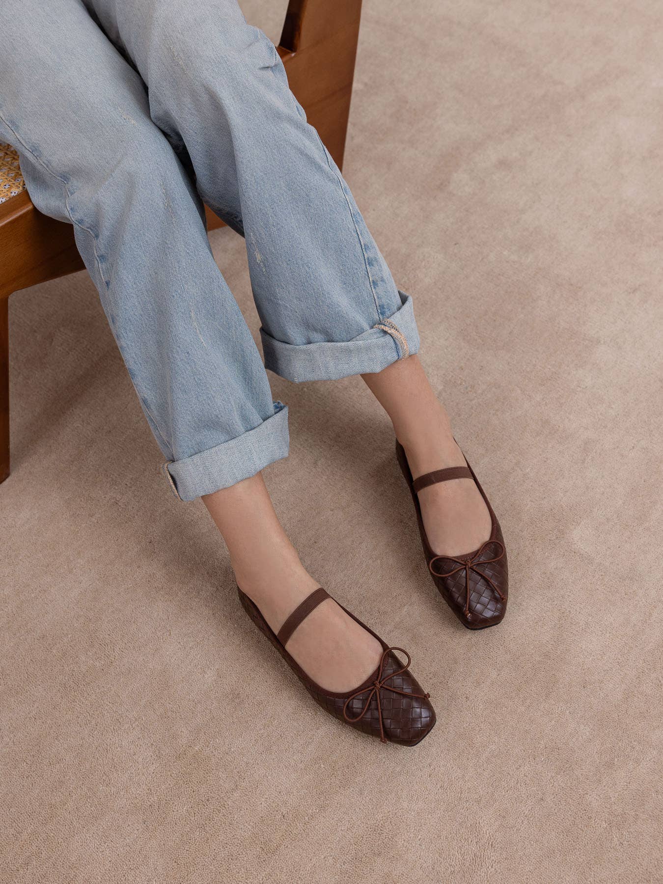 Oasis Society The Logan | Coffee Woven Ballet Fall Flat