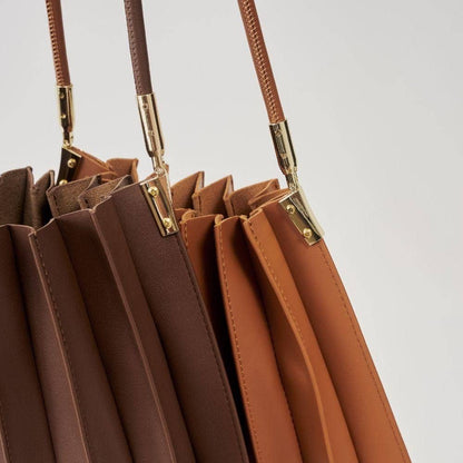 Melie Bianco Carrie Chocolate Pleated Vegan Leather Shoulder Bag