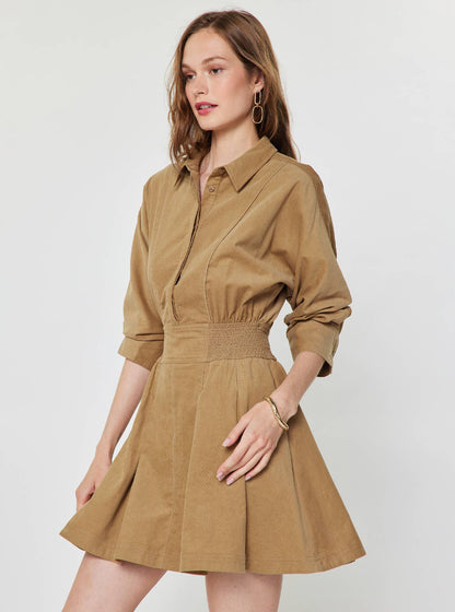 Current Air Corduroy Flared Shirt Mini Dress