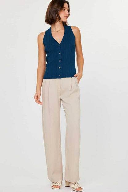 Current Air Pleated Sleeveless Sweater