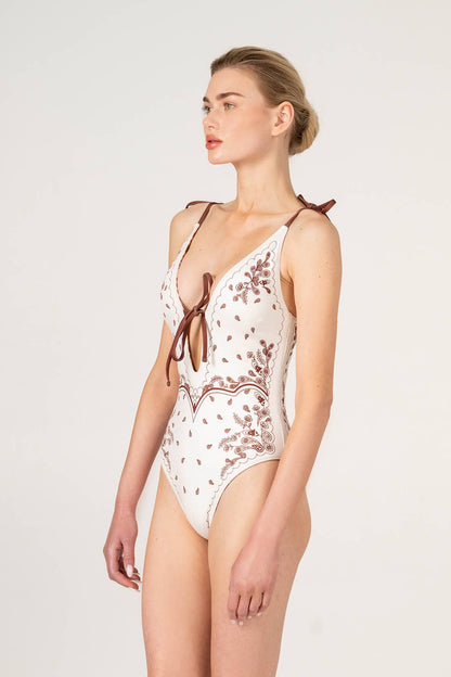 Jessie Zhao Ivory Safari Reversible One Piece Swimsuit
