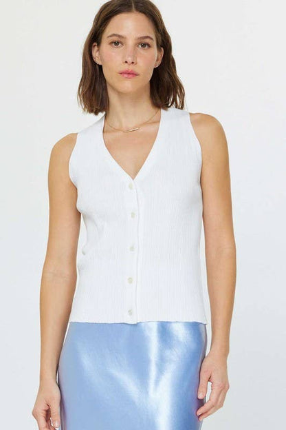 Current Air Pleated Sleeveless Sweater
