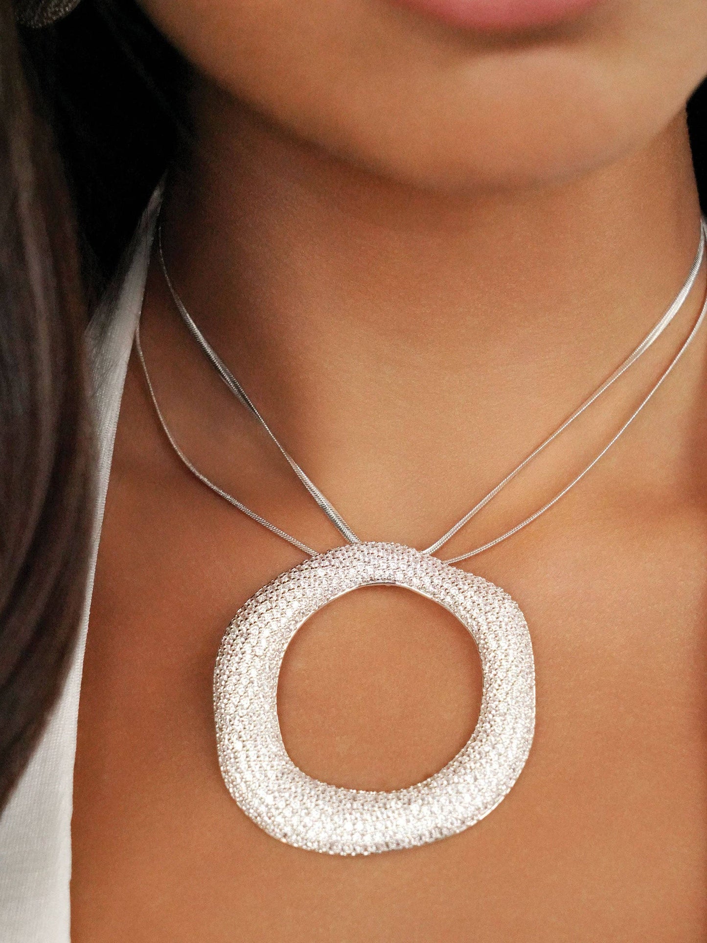Ettika Open Circle Pavè Necklace