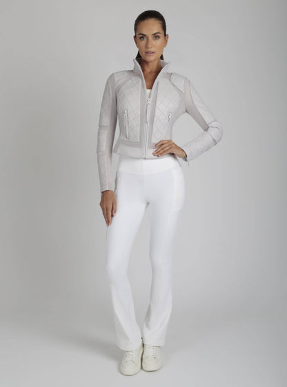 Blanc Noir Classic Orchard Tint Leather Mesh Moto Jacket
