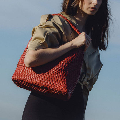 Melie Bianco Johanna Red Large Recycled Vegan Leather Shoulder Bag