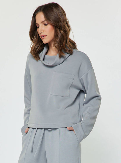 Current Air Cowl Neck Pullover Sweatshirt and Wide Leg Pants Set