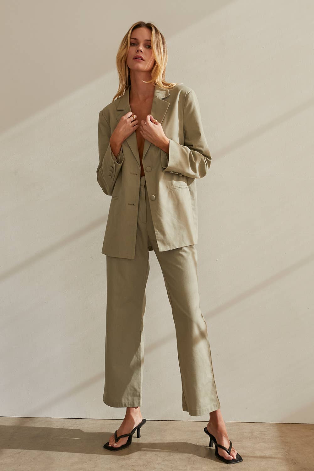 Crescent - Alayah Linen Blend Blazer & Trouser Set