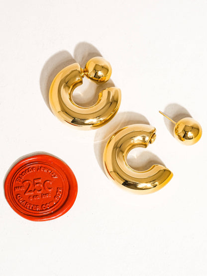 Flanerie by Maiq Fernanda 16K Gold Non-Tarnish Ball C Hoop Earring